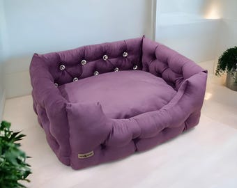 Luxury multicolored dog bed with crystals