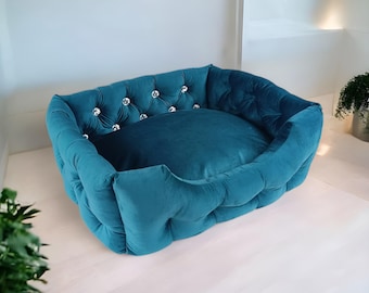 Designer dog bed with crystal, 42 colour's
