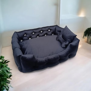 Designer dog bed , Cozy dog bed with crystals , velour pet bed, small dog bed , luxury dog bed , dog  sofa