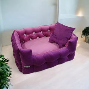Hondenmand, hondenmand, design hondenmand, knus hondenbed, velours hondenmand, bed voor kleine honden, luxe hondenmand, hondenbank
