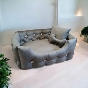 Luxury Velour Dog Bed: Handmade Cozy Pet Sofa