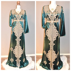Caftan marocain robe oriental Chic moderne Luxe Bleu Royal Caftan R