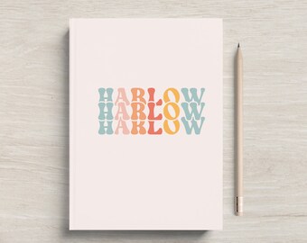 Custom Journal for Girls, Personalized Name Notebook for Kids, Rainbow Letter Notebook for Her, Custom Teacher Gift, Childrens Sketchbook