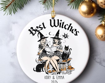 Custom Best Friend Halloween Ornament, Best Witches Personalized Ornament, Witch Ornament, Halloween Lover Gift, Witch Lover Gift
