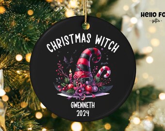 Custom Christmas Witch Ornament, Personalized Witch Ornament, Witchy Christmas Ornament, Novelty Friend Ornament, Spooky Season Gift
