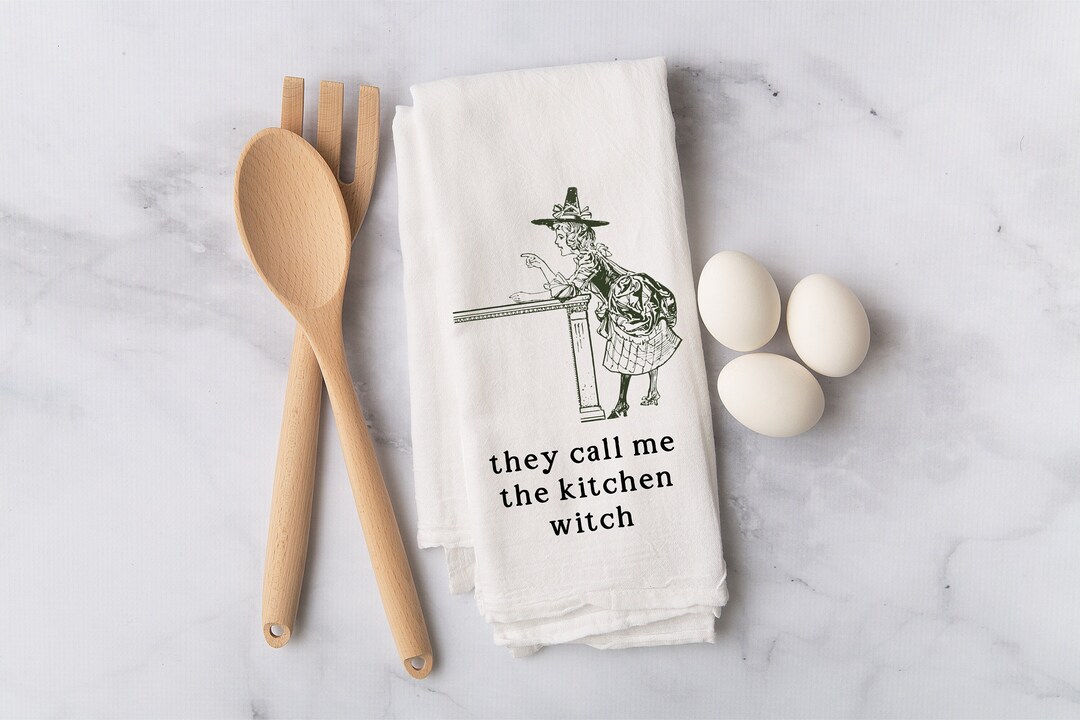 They Call Me the Kitchen Witch Kitchen Towel, Witchy Kitchen Decor ...