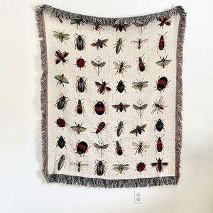Bug Throw Blankets, Insect Pattern Blanket, Beetle Woven Throw Blanket, Ladybug Blanket for Home Living Room, Dragonfly Tapestry Blanket