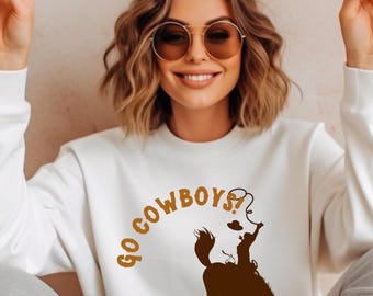 Gehen Cowboys Sweatshirt, Wyoming Fußball Bekleidung, Bucking Pferd Sweatshirt, Laramie Wyoming Bekleidung, Wyoming Sweatshirt, Cowboys Shirt,