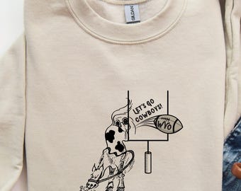 Let's Go Cowboys Rundhals-Sweatshirt, Fußball-Pullover, Geschenk für Sportfans, Spieltagbekleidung, Freizeitkleidung, Wyoming-Fußball-Hemd