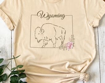 Wyoming Tshirt, Wyoming Buffalo Tee, State shirt, Mountain Tshirt, Wyoming Gift, Buffalo Tee, Nature Lover Tshirt,  Wyoming State Shirt,