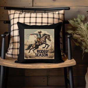 Rodeo Season Decorative Pillow, Western Home Decor, Cowboy Pillow, Ranch Themed Gift, Rustic Living Room Accent, Country Style Cushion