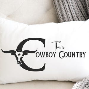 Cowboy Country Spun Polyester Lumbar Pillow, Western Theme Accent Pillow, Home Decor Gift, Rodeo Room Pillow, Ranch Decorative, Cowgirl Gift