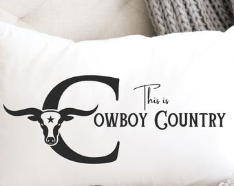 Cowboy Country Spun Polyester Lumbar Pillow, Western Theme Accent Pillow, Home Decor Gift, Rodeo Room Pillow, Ranch Decorative, Cowgirl Gift