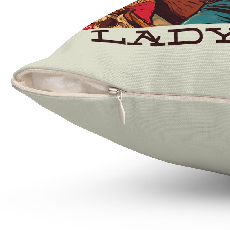 Western Cowgirl Spun Polyester Square Pillow, Queen of Hearts Design, Western Decor, Cowgirl Gift, Country Home Decor, Southwest Pillow image 3