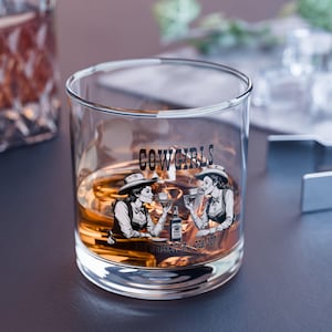 Cowgirls are Whiskey in a Tea Cup Rocks Glass, Western Glassware, Cowgirl Whiskey Glass, Cowgirl Barware, Whiskey Lover Gift, Cowgirl Decor