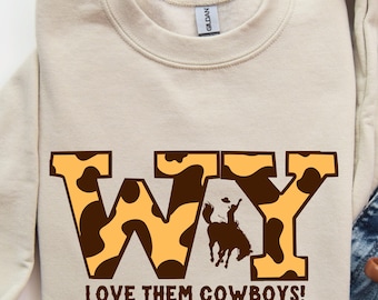 Wyoming Cowboy Sweatshirt, Wyoming Football Shirt, ruckelndes Pferd Sweatshirt, Wyoming Bekleidung, Cowboy Langarmshirt, WY Sweatshirt, Wyoming Geschenk
