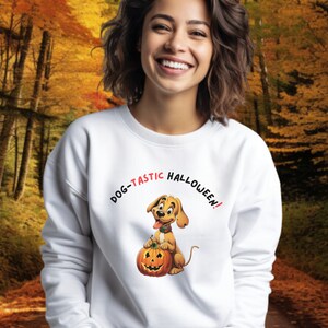 Dog Sweatshirt, Halloween Jumper, a gift for mum or daughter, retro cartoon, Dog lover, Animal lover, Dog-Tastic Halloween!