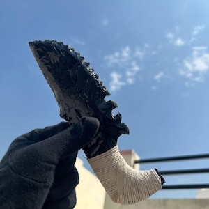 Handcrafted Razor Sharp Obsidian Knife: Thread-Wrapped Handle, 8" Artisan Blade