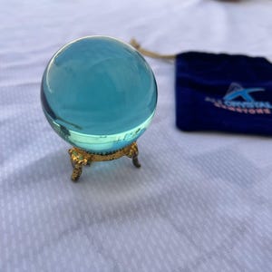 Sphère de cristal de quartz de fusion bleu aqua, Décoration d'intérieur, Boule divinatoire, Énergie cristalline, Échantillons minéraux