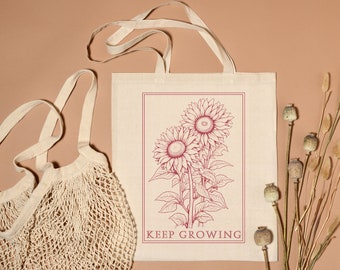 Sunflower Canvas Tote Bag, Naturbeutel,