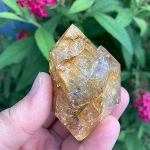 Double point Herkimer Diamond / Herkimer / quartz / golden