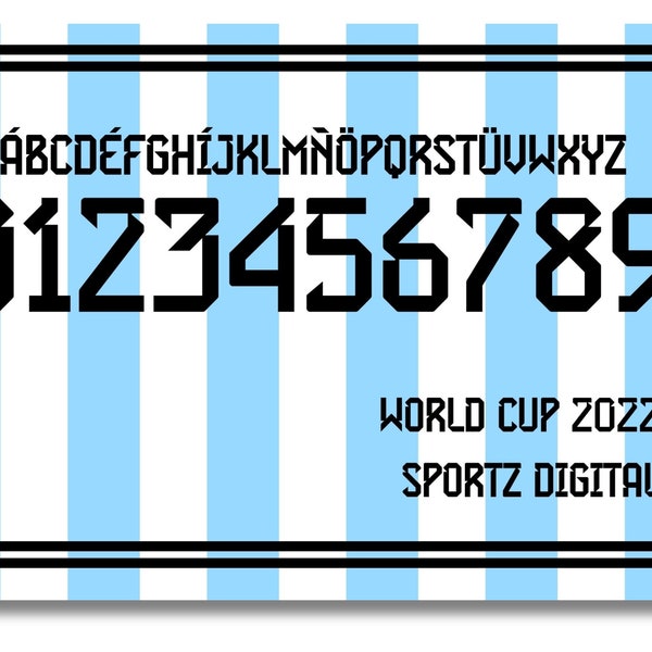 Font Vector Jersey Argentina World Cup 2023/2024 Font SVG, PDF, TTF / Cutting Kit, Vector File / Football Soccer Shirt