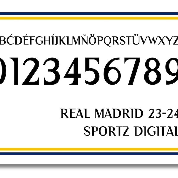 Font Vector Jersey Real Madrid 2023/2024 Font SVG, PDF, TTF / Cutting Kit, Vector File / Football Soccer Shirt