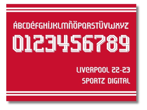 Liverpool shirt font hotsell