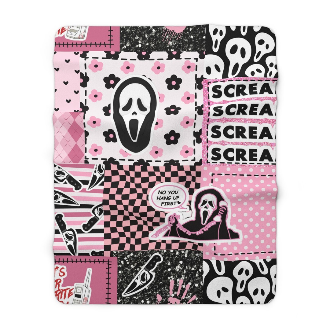Scream Inspired Sherpa Fleece Blanket, Ghost Face Sherpa Fleece Blanket