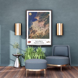 City of Santa Marta, Colombian Caribbean, Minimalist map print, Office print, modern map poster, Digital download