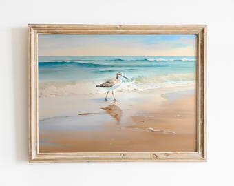 Watercolor Sandpiper Painting, Beach Themed Digital Print, Gift for Nature Lovers, Coastal Charm Art