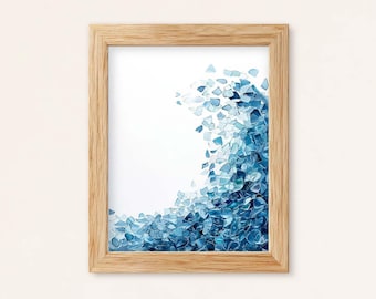 Sea Glass Wave Watercolor Print: Coastal Ocean Wall Art (Digital Download)
