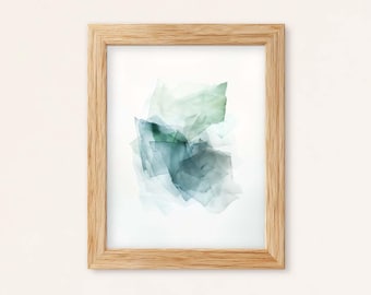 Sea Glass Watercolor Print: Elegant Coastal Minimalist Art (Digital Download)