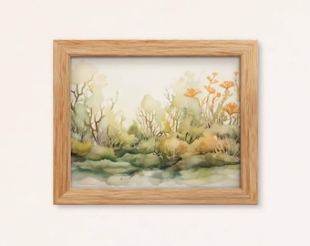 Küsten Sumpf Aquarell Druck: Sumpflandschaft Marsch - Digital Download