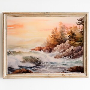 Majestic Waves, Coastal Bluff Watercolor Print, Nautical Wall Art, Beach Lover Gift