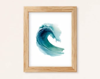 Ocean Wave Watercolor Print: Coastal Wall Art, Beach House Decor (Digital Download)