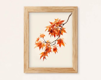 Watercolor Maple Leaf Print: Autumn Foliage Wall Art (Digital Download)