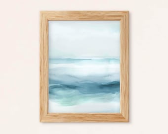 Coastal Horizon abstracte aquarelprint: Serene Ocean Wall Art (digitale download)