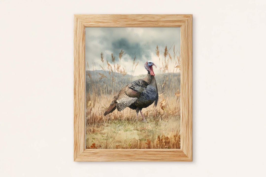 Wild Turkey Watercolor Print: Realistic Autumn Farmhouse Decor (digital ...