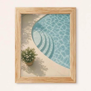 Schwimmbad Stufen Aquarell Druck: Luxus Küsten Pool Kunst (Digitaler Download)