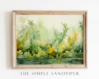 Seaweed Garden Watercolor Print, Under the Sea Wall Art, Ocean Garden Instant Prints, Kelp Digital Download, The Simple Sandpiper