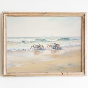 Watercolor Crab Print, Coastal Companions Artwork, Nautical Wall Art, Instant Digital Download Gift