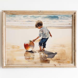 Watercolor Beach Boy Print: Coastal Nursery Art (Digital Download)