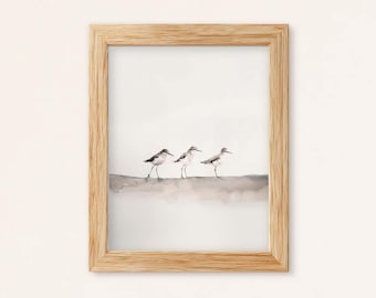 Sandpiper Trio Watercolor Print: Coastal Beach Wall Art (Physical Print)