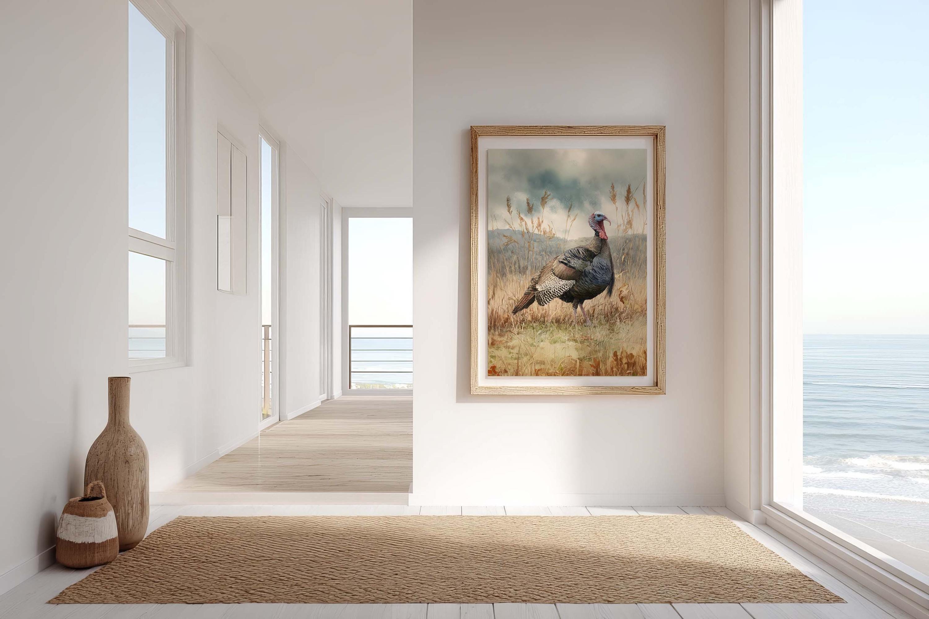 Wild Turkey Watercolor Print: Realistic Autumn Farmhouse Decor (digital ...