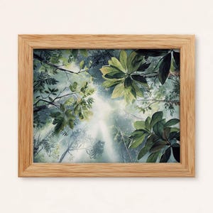 Forest Canopy Watercolor Print: Soft Green Jungle Leaves Wall Art (Digital Download)
