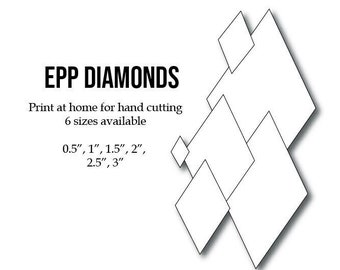 EPP Diamonds 60 degree, 8 Different sizes, Print & Cut at home