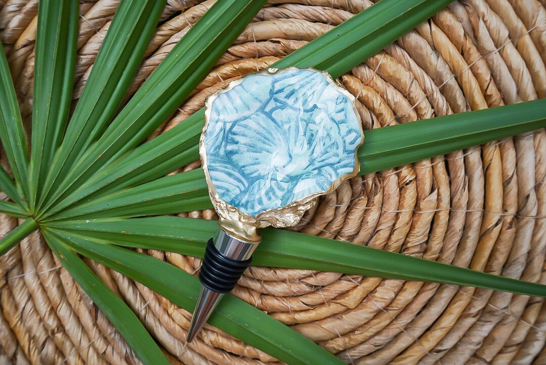Blue Shell Upcycled Oyster Shell Wine Stopper. Coastal and Unique Home ...