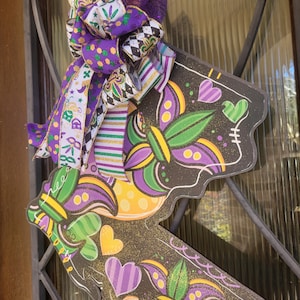Fleur de lis Louisiana shaped Door Hanger