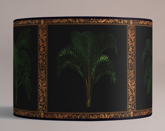 lampshade for vintage table lamp with palm tree engravings adorned with retro elements, for a touch of elegance and nostalgia in your decor.